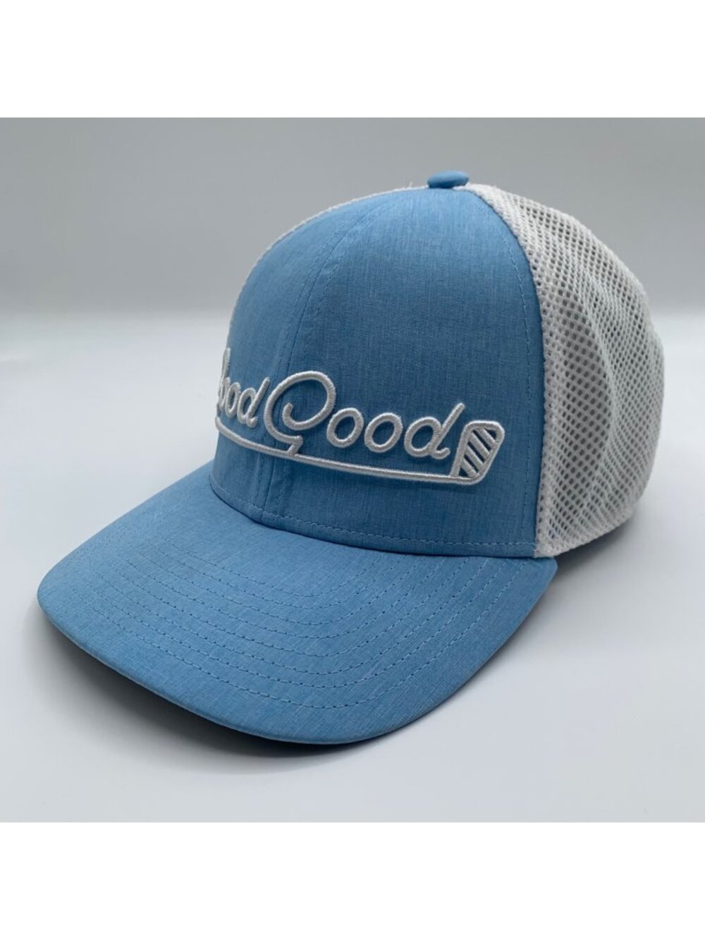 Good Good Golf Mens Blue White Snapback Trucker Hat